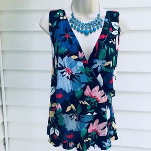 NWOT Anthropologie Deletta blue wrap floral Medium